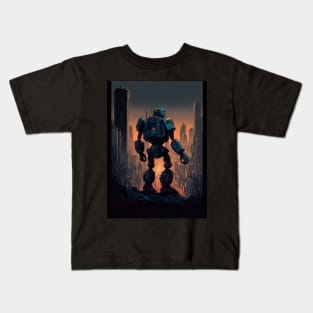 Giant futuristic robot attacking the city Kids T-Shirt